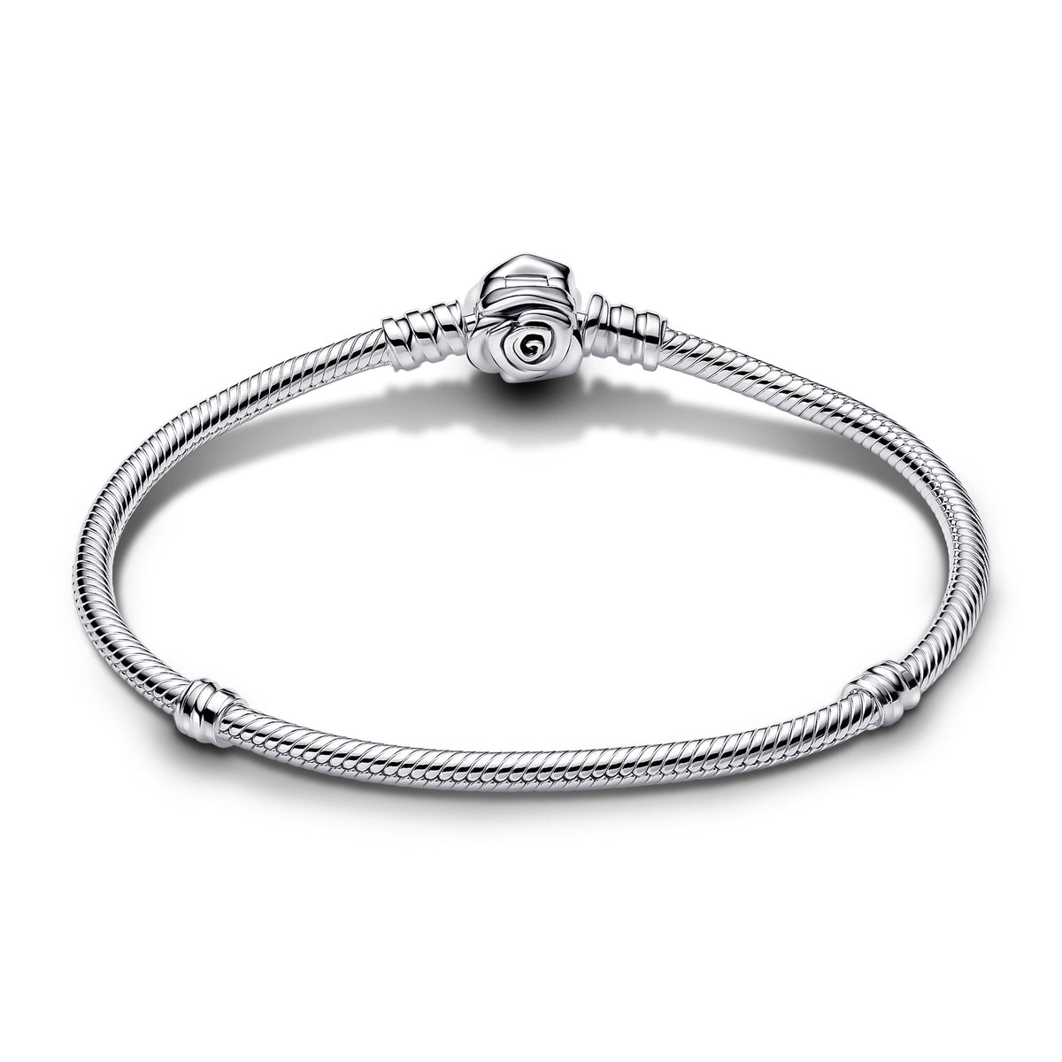 Pandora Moments Rose in Bloom Clasp Snake Chain Bracelet