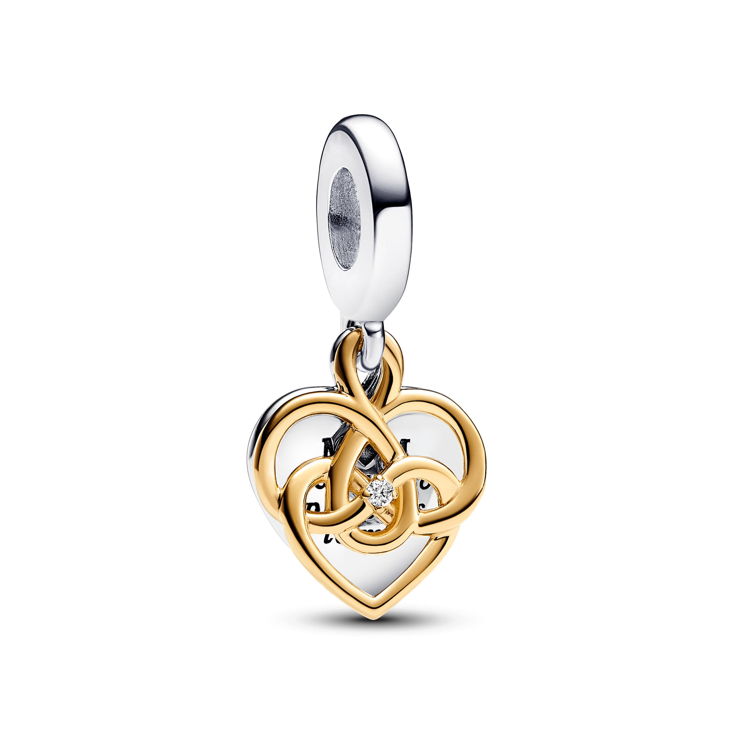 Lab-grown Diamond Engravable Mom Double Dangle Charm