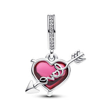 Load image into Gallery viewer, Red Heart &amp; Arrow Murano Glass Dangle Charm
