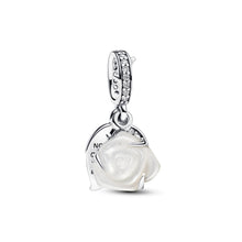 Load image into Gallery viewer, White Rose in Bloom Double Dangle Charm
