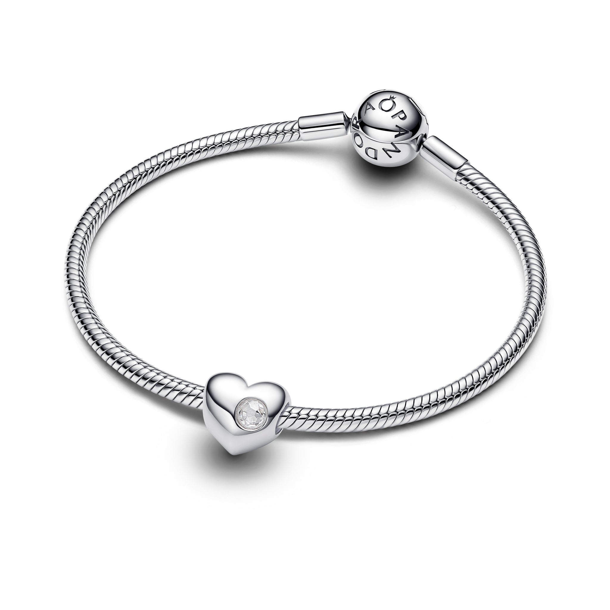 Engravable Clear Stone Heart Charm