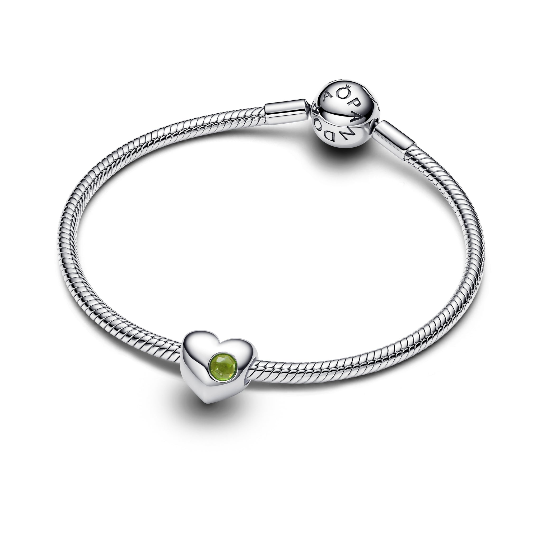 Engravable Spring Green Stone Heart Charm