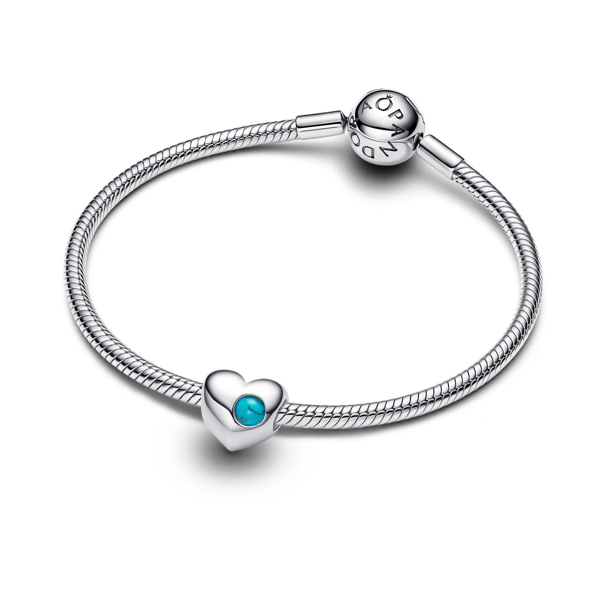 Engravable Turquoise Blue Stone Heart Charm