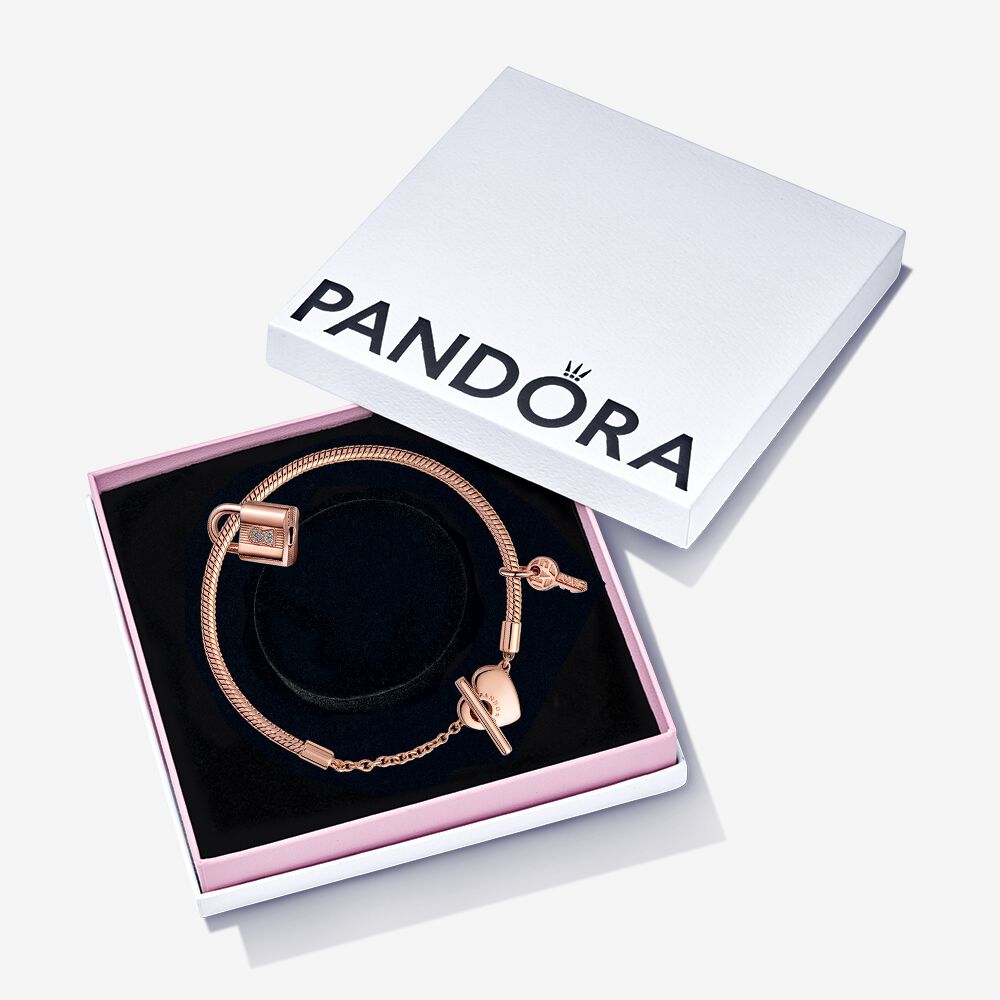 14k Rose gold-plated Bracelet and Lock Gift Set