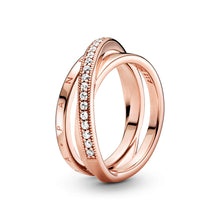 Load image into Gallery viewer, Crossover Pavé Triple Band Ring
