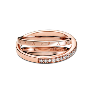 Crossover Pavé Triple Band Ring