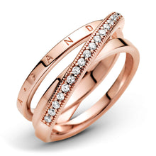 Load image into Gallery viewer, Crossover Pavé Triple Band Ring
