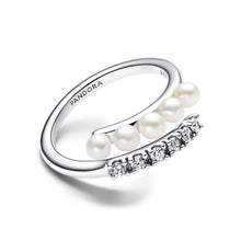 Load image into Gallery viewer, Treated Freshwater Cultured Pearls &amp; Pavé Open Ring
