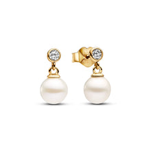 Load image into Gallery viewer, Treated Freshwater Cultured Pearl &amp; Stone Drop Earrings
