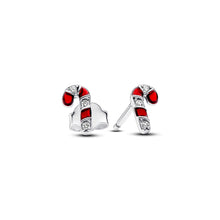 Load image into Gallery viewer, Sparkling Red Candy Cane Stud Earrings
