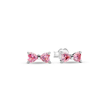 Load image into Gallery viewer, Sparkling Pink Bow Stud Earrings
