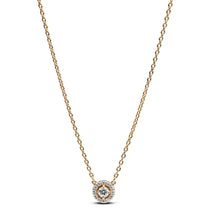 Load image into Gallery viewer, Round Pavé Halo Pendant Necklace
