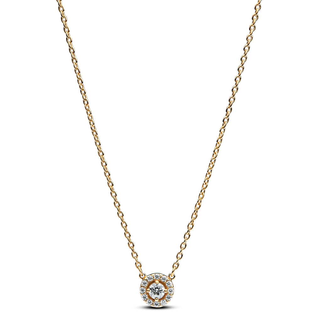 Round Pavé Halo Pendant Necklace