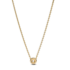 Round Pavé Halo Pendant Necklace