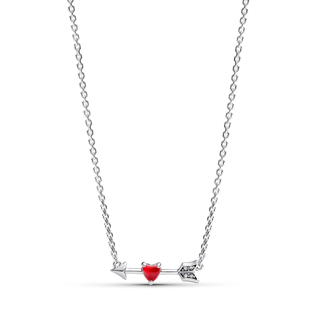 Arrow & Murano Glass Heart Necklace