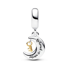 Load image into Gallery viewer, Two-tone Key &amp; Moon Dangle Charm
