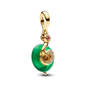 Snake Green Murano Glass Dangle Charm