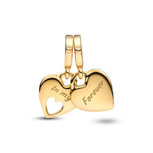 Load image into Gallery viewer, Double Heart Split Dangle Charm
