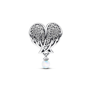 Sparkling Angel Wings & Heart  Charm