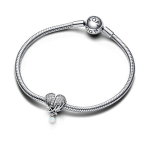 Sparkling Angel Wings & Heart  Charm