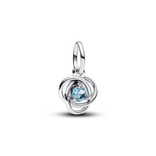 Load image into Gallery viewer, March Sea Aqua Blue Eternity Circle Dangle Charm
