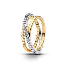 Load image into Gallery viewer, Crossover Beads &amp; Pavé Triple Band Ring
