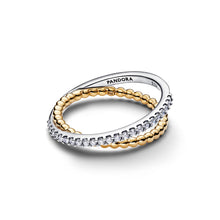 Load image into Gallery viewer, Crossover Beads &amp; Pavé Double Band Ring
