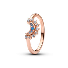 Load image into Gallery viewer, Celestial Blue Sparkling Moon Ring
