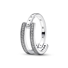 Load image into Gallery viewer, Pandora Signature Logo &amp; Pavé Double Band Ring
