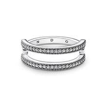 Load image into Gallery viewer, Pandora Signature Logo &amp; Pavé Double Band Ring
