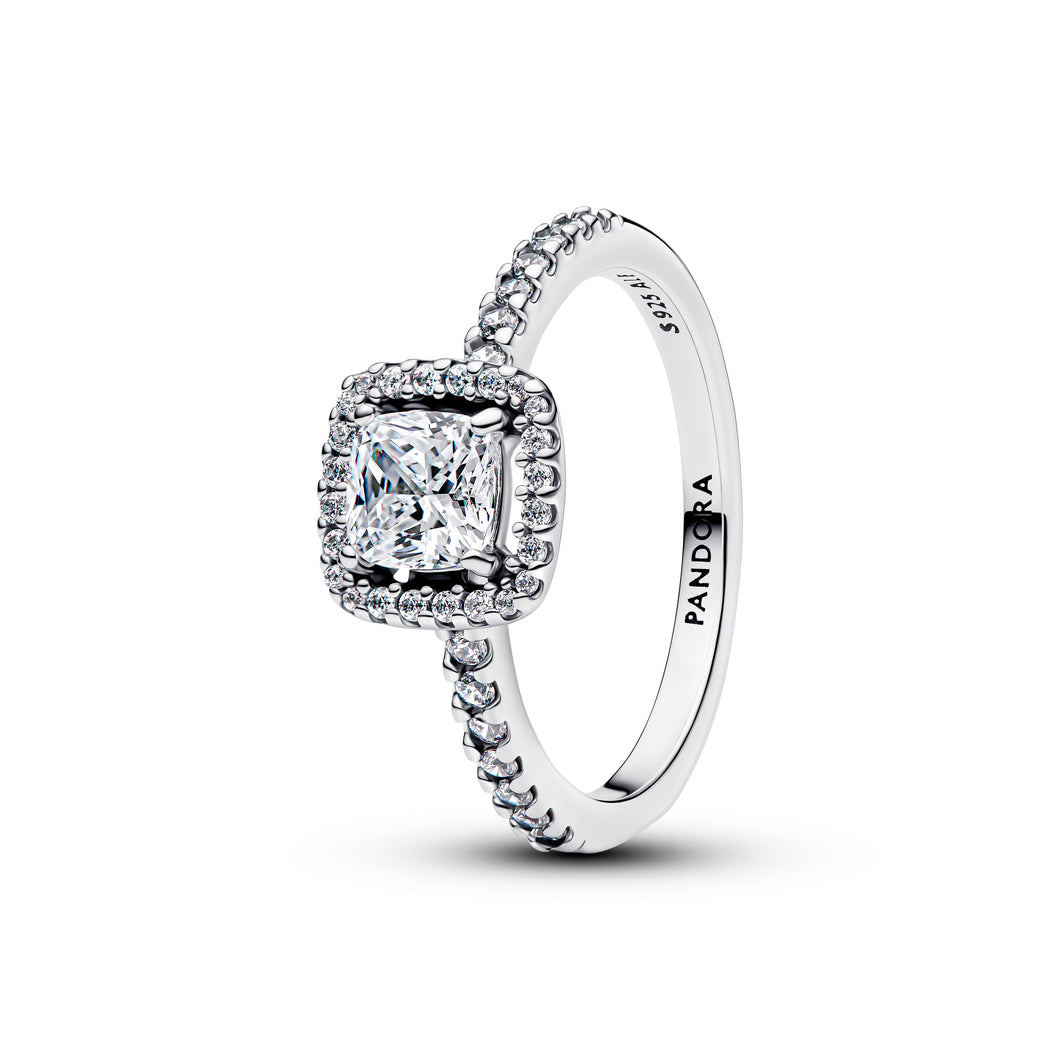 Sparkling Square Halo Ring