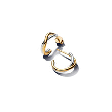 Load image into Gallery viewer, Organically Shaped Two-tone Open Hoop Earrings

