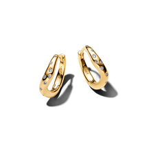 Load image into Gallery viewer, Organically Shaped Stone-Set Hoop Earrings
