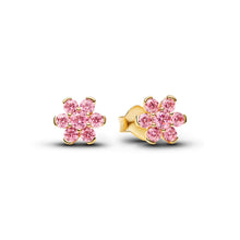 Load image into Gallery viewer, Sparkling Pink Flower Stud Earrings
