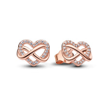 Load image into Gallery viewer, Sparkling Infinity Heart Stud Earrings
