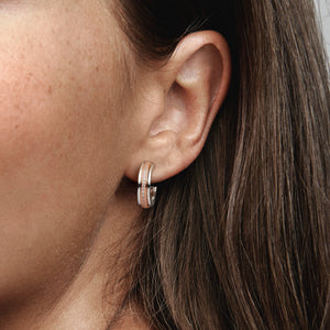 Pandora Signature Two tone Logo & Pavé Hoop Earrings