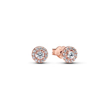 Load image into Gallery viewer, Round Pavé Halo Stud Earrings
