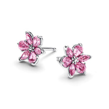 Load image into Gallery viewer, Herbarium Sparkling Pink Flower Stud Earrings
