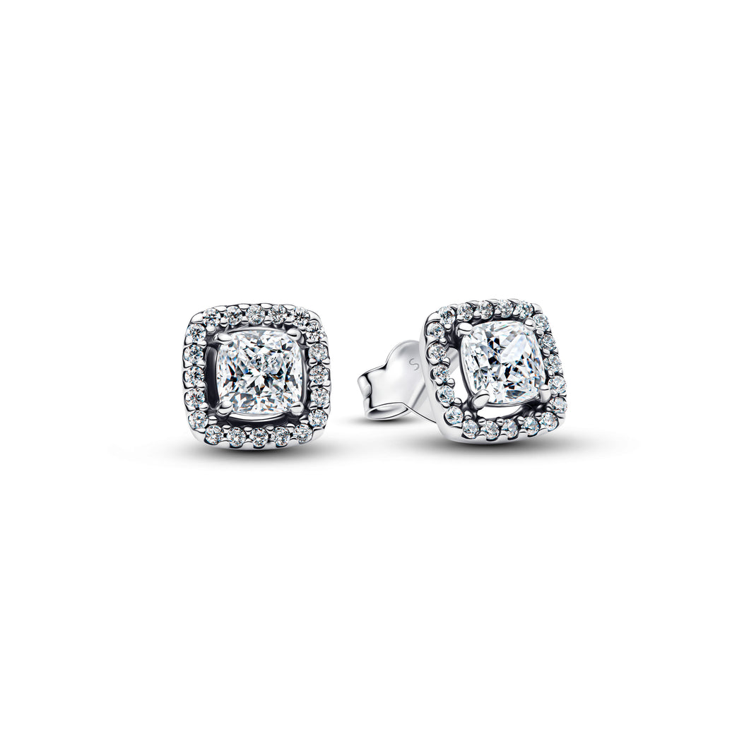 Square Halo Stud Earrings