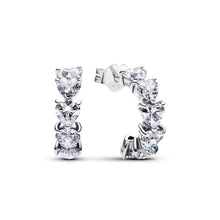 Load image into Gallery viewer, Sparkling Hearts Open Hoop Earrings
