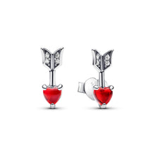 Load image into Gallery viewer, Arrow &amp; Murano Glass Heart Stud Earrings
