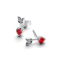 Load image into Gallery viewer, Arrow &amp; Murano Glass Heart Stud Earrings
