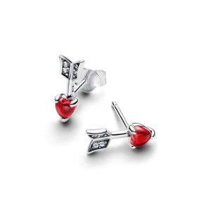 Arrow & Murano Glass Heart Stud Earrings