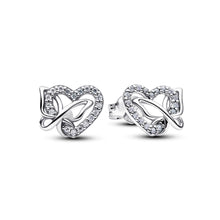 Load image into Gallery viewer, Entwined Heart &amp; Butterfly Stud Earrings
