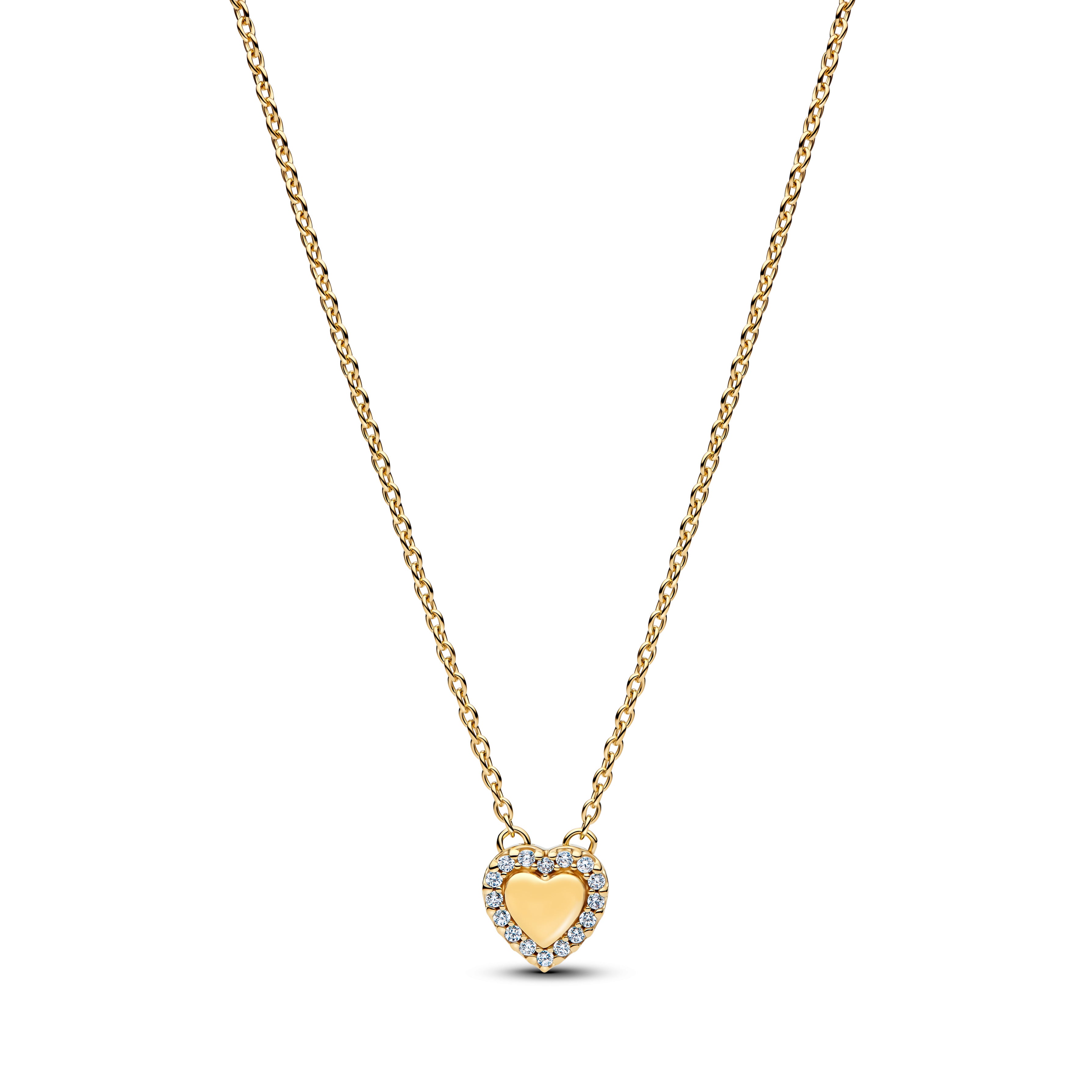 Engravable Heart Halo Collier Necklace