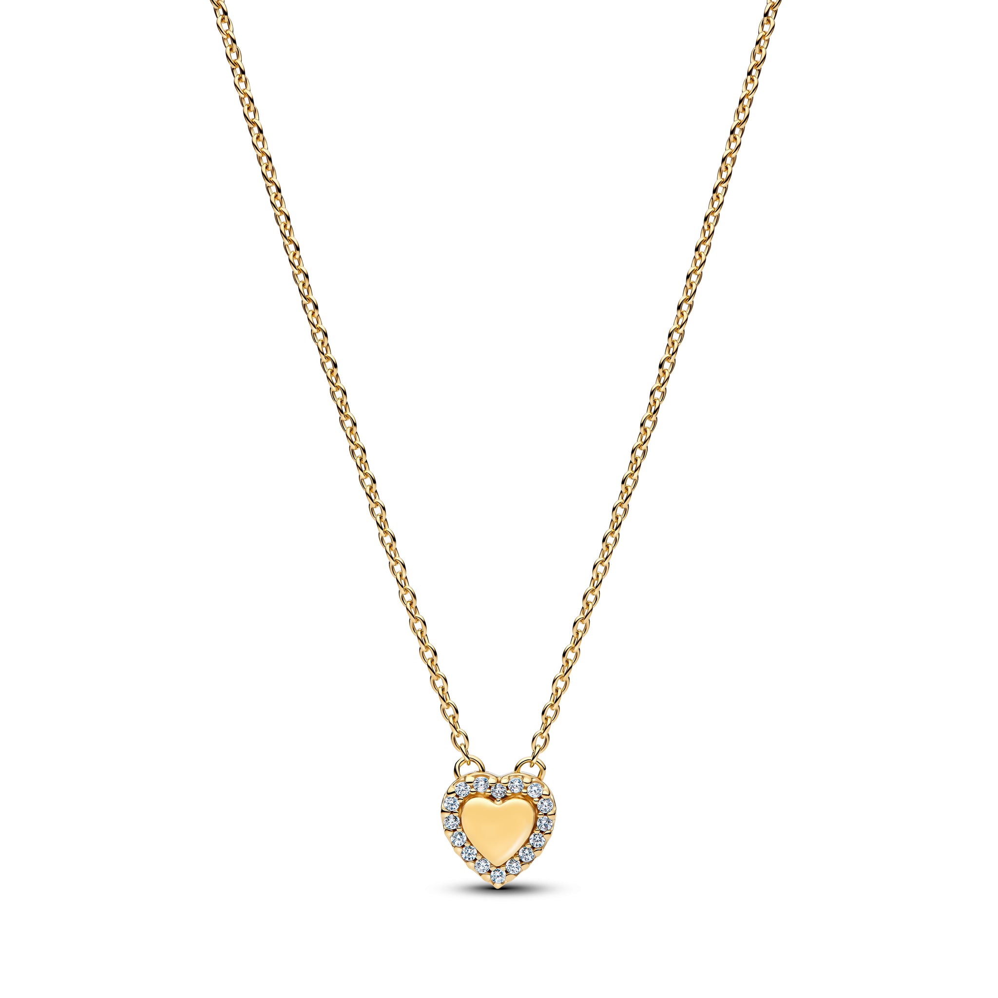 Engravable Heart Halo Collier Necklace