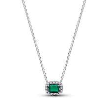 Load image into Gallery viewer, Rectangular Sparkling Green Halo Pendant Necklace
