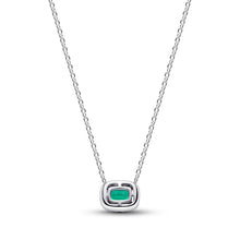 Load image into Gallery viewer, Rectangular Sparkling Green Halo Pendant Necklace
