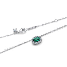 Load image into Gallery viewer, Rectangular Sparkling Green Halo Pendant Necklace
