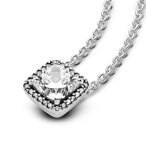 Square Sparkle Halo Necklace